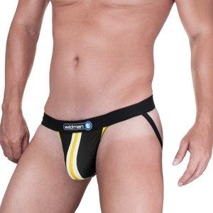 WildmanT Raw Sport Stripe Jockstrap with Duraband Waistband Yellow - Large